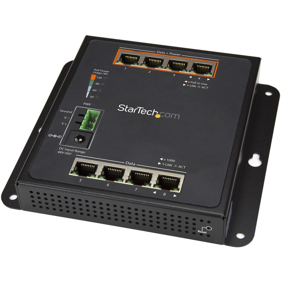 StarTech.com Industrial 8 Port Gigabit PoE Switch - 4 x PoE+ 30W - Power Over Ethernet GbE Layer/L2 Managed Network Switch -40C to +75C IES81GPOEW