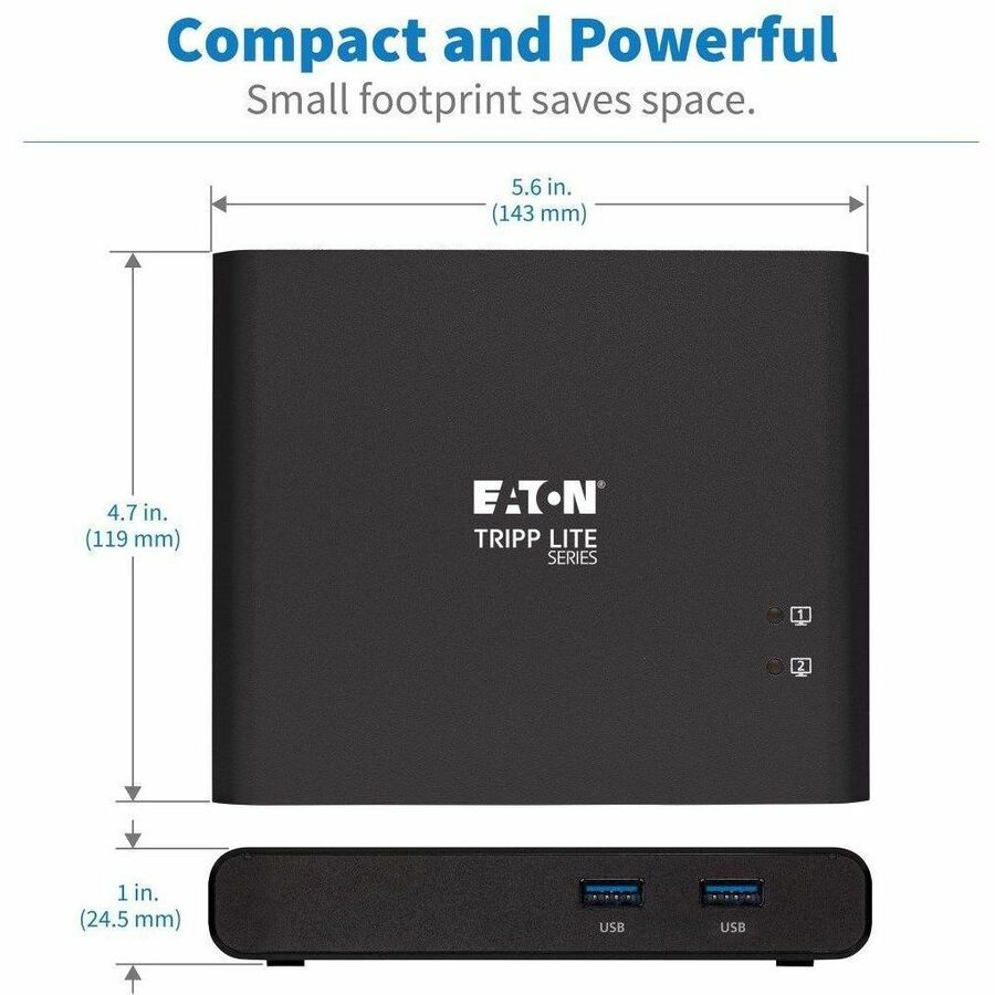 Tripp Lite by Eaton B003-HC2-DOCK1 2-Port USB-C KVM Dock, Black B003-HC2-DOCK1