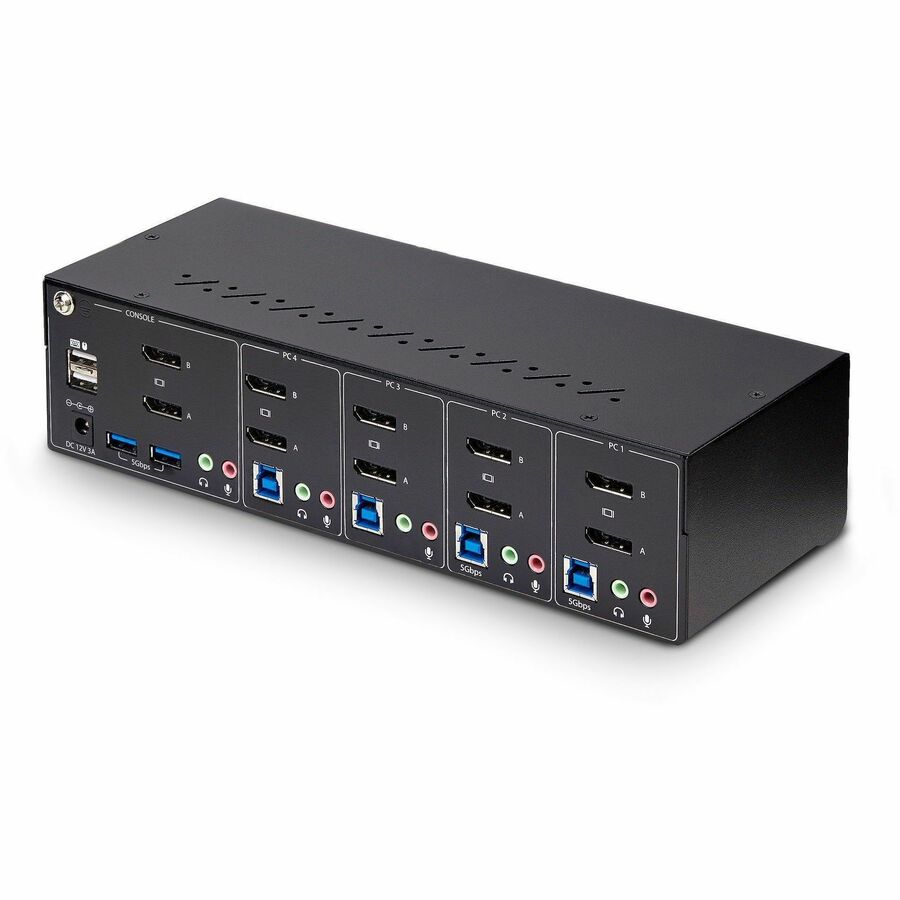 StarTech.com 4-Port Dual-Monitor DisplayPort KVM Switch, 4K 60Hz, 2x USB 5Gbps Ports, Hotkey/Push-Button Switching, TAA Compliant P4DD46A2-KVM-SWITCH