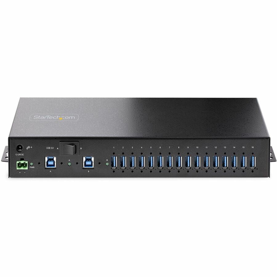 StarTech.com 16-Port Industrial USB 5Gbps Hub with Power Adapter, Mountable, Terminal Block Power, USB Charging, Dual-Host Hub/Switch S5G16AINDS-USB-A-HUB