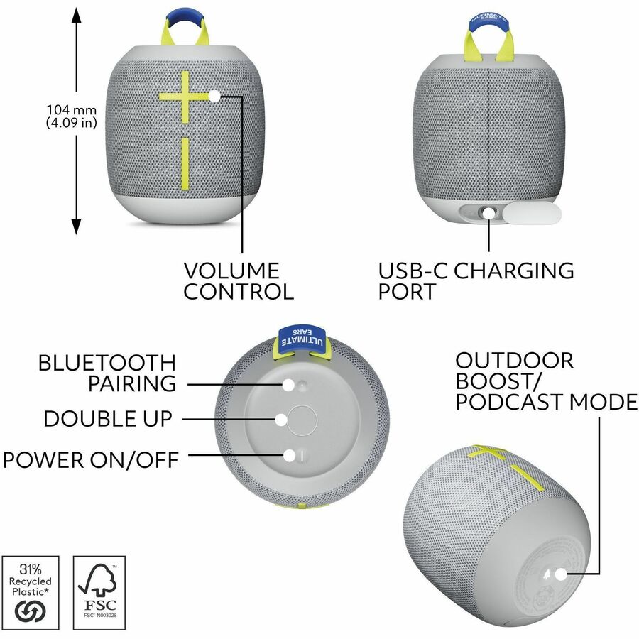 Ultimate Ears WONDERBOOM 4 Portable Bluetooth Speaker System - Joyous Bright 984-001879