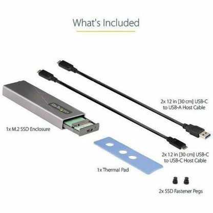 StarTech.com USB-C 10Gbps to M.2 NVMe or M.2 SATA SSD Enclosure, Tool-free M.2 PCIe/SATA SSD Aluminum Enclosure, USB-C & USB-A Host Cables M2-USB-C-NVME-SATA