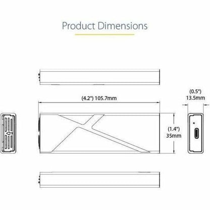 StarTech.com USB-C 10Gbps to M.2 NVMe or M.2 SATA SSD Enclosure, Tool-free M.2 PCIe/SATA SSD Aluminum Enclosure, USB-C & USB-A Host Cables M2-USB-C-NVME-SATA