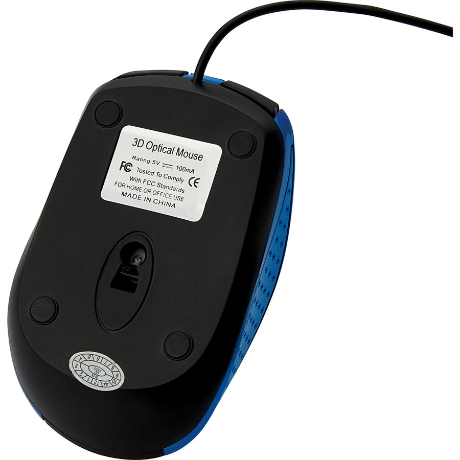 Verbatim Corded Notebook Optical Mouse - Blue 99743