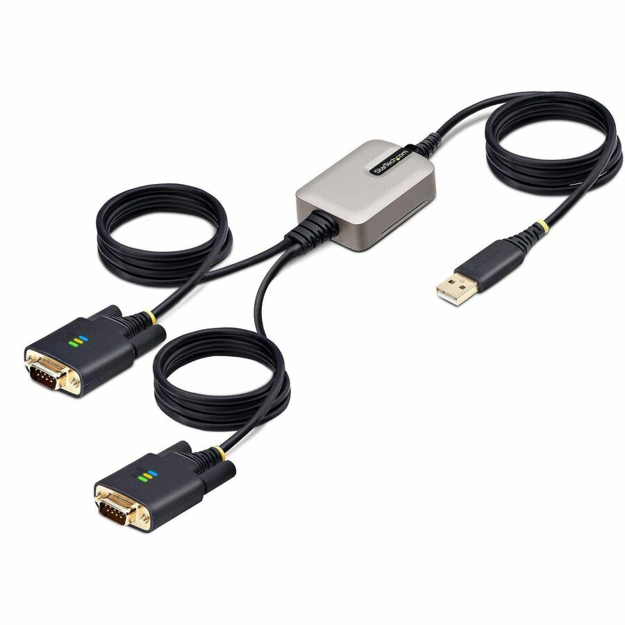 StarTech.com 13ft (4m) 2-Port USB to Serial Adapter Cable, COM Retention, FTDI, DB9 RS232, Changeable DB9 Screws/Nuts, Windows/macOS/Linux 2P6FFC-USB-SERIAL