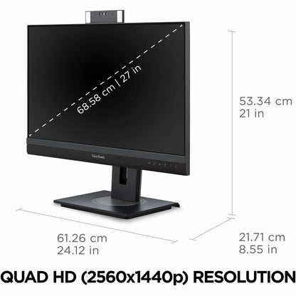 ViewSonic VG2757V-2K 27" Class Webcam WQHD LED Monitor - 16:9 - Black VG2757V-2K