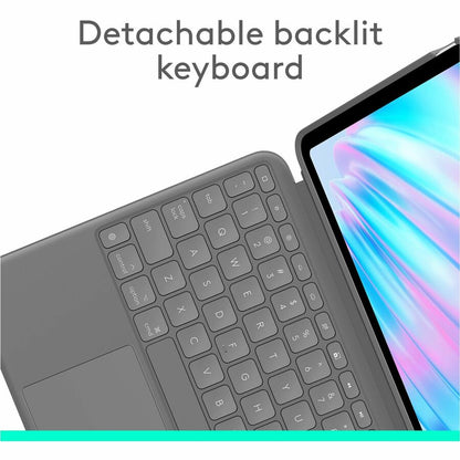 Logitech Combo Touch Keyboard/Cover Case for 11" Apple iPad Air (6th Generation), iPad Air (4th Generation), iPad Air (5th Generation) Tablet - Oxford Gray 920-012626