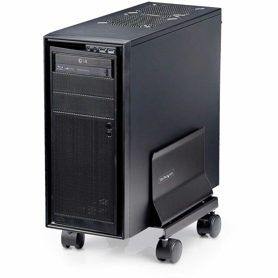 StarTech.com Computer Tower Cart, Rolling CPU Caddy on Wheels, Max Load 46.3lb/21kg, Adjustable PC Case Mount, Floor Stand Dolly, Steel CPUMOBILESTND