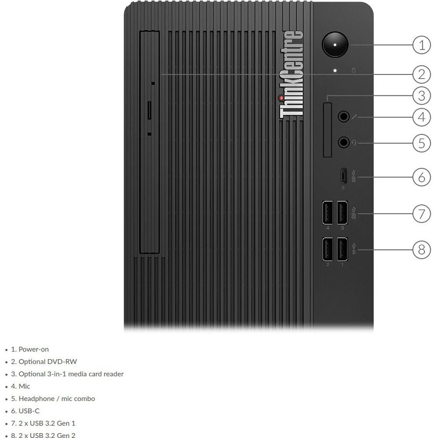 Lenovo ThinkCentre M80t 11CS000XUS Desktop Computer - Intel Core i7 10th Gen i7-10700 Octa-core (8 Core) 2.90 GHz - 16 GB RAM DDR4 SDRAM - 256 GB SSD - Tower - Raven Black 11CS000XUS