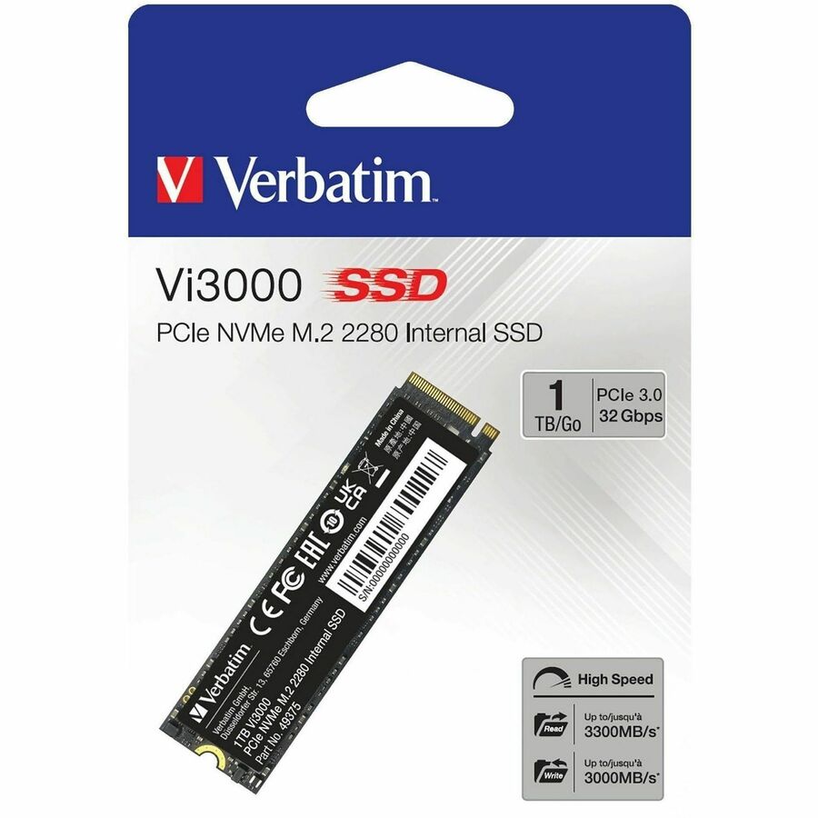 Verbatim Vi3000 1 TB Solid State Drive - M.2 2280 Internal - PCI Express NVMe (PCI Express NVMe x4) 49375