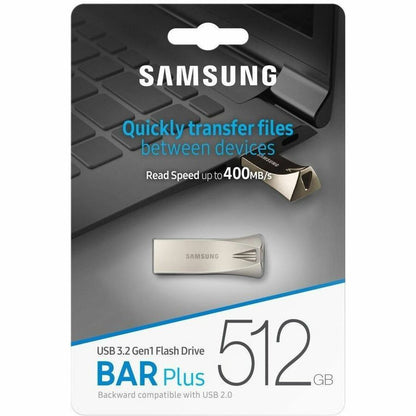 Samsung BAR Plus USB 3.2 Flash Drive 512GB Champagne Silver MUF-512BE3/AM