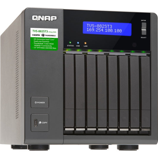 QNAP 8-bay 2.5-inch Thunderbolt 3 NAS with 10GbE Connectivity TVS-882ST3-I5-8G-US