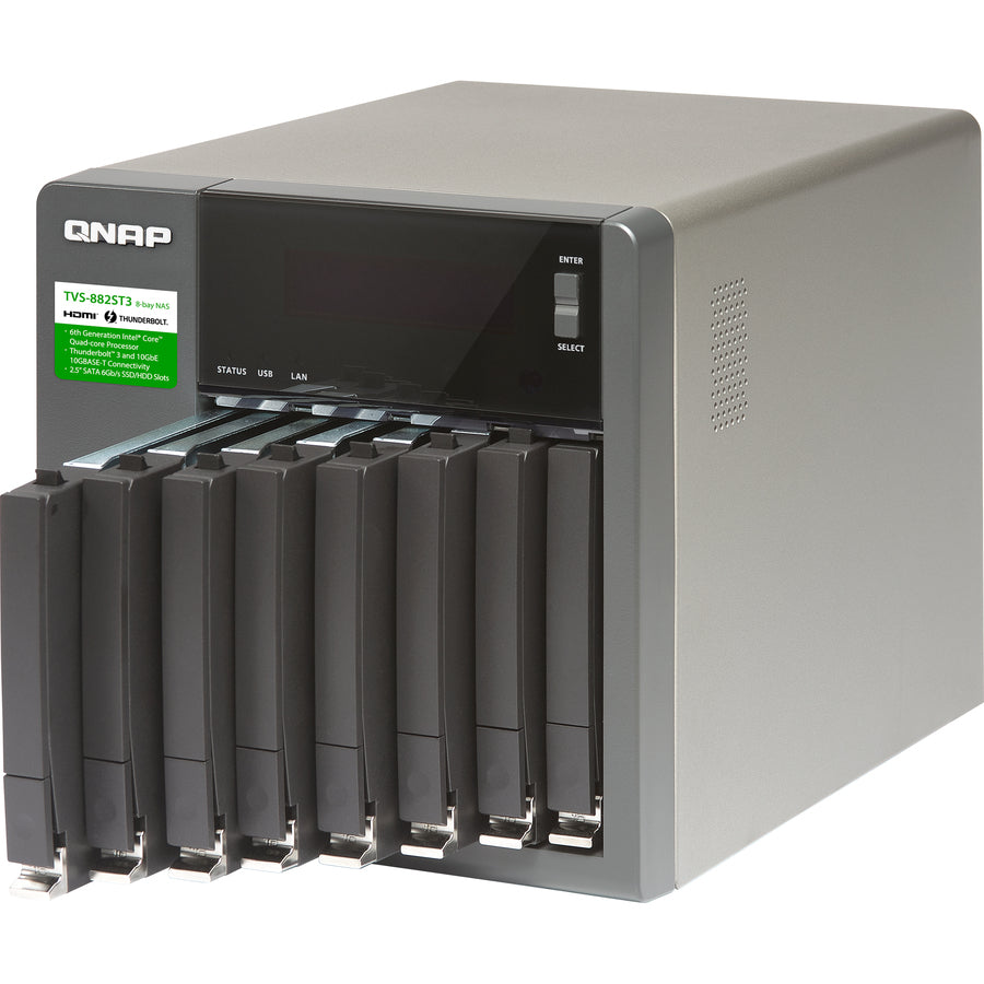 QNAP 8-bay 2.5-inch Thunderbolt 3 NAS with 10GbE Connectivity TVS-882ST3-I5-8G-US