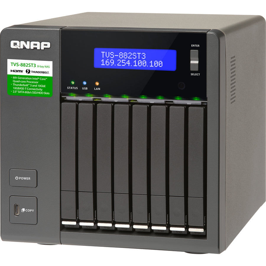 QNAP 8-bay 2.5-inch Thunderbolt 3 NAS with 10GbE Connectivity TVS-882ST3-I5-8G-US