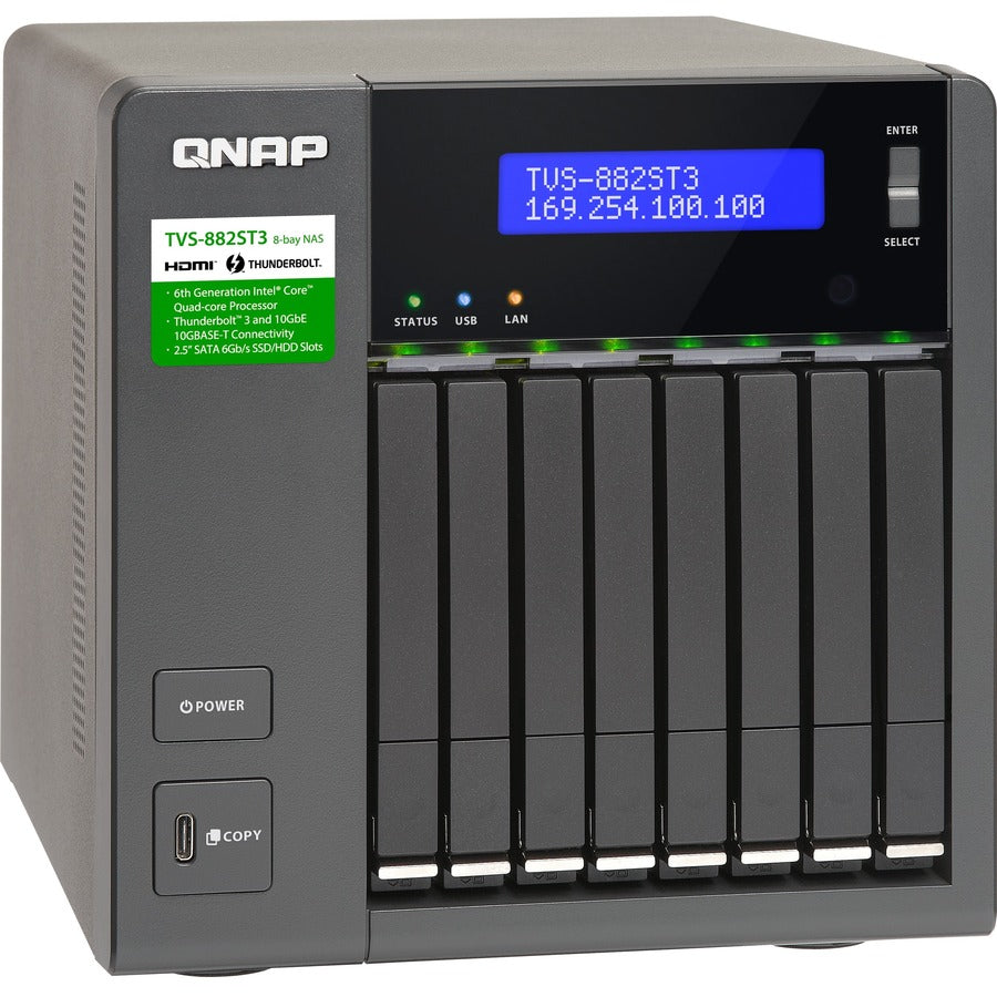 QNAP 8-bay 2.5-inch Thunderbolt 3 NAS with 10GbE Connectivity TVS-882ST3-I5-8G-US