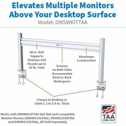 Tripp Lite series DMSWKITTAA Clamp Mount for Monitor, HDTV, Flat Panel Display, TV - Silver - TAA Compliant DMSWKITTAA