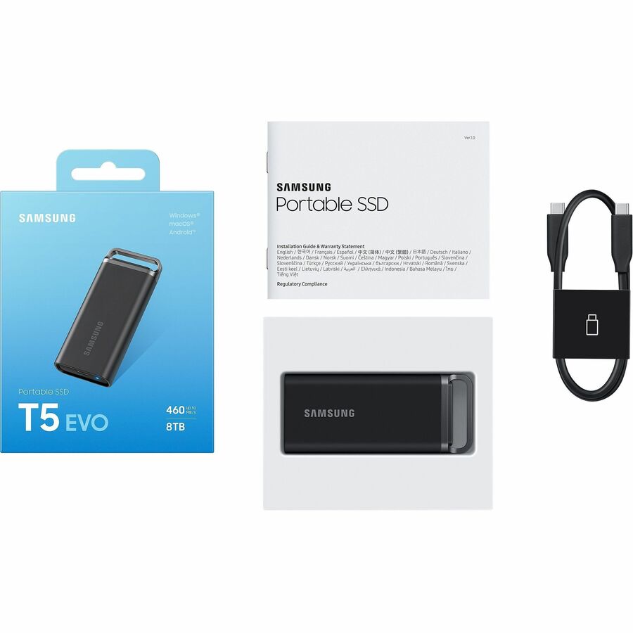 Samsung T5 EVO 8 TB Portable Solid State Drive - External - Black MU-PH8T0S/AM