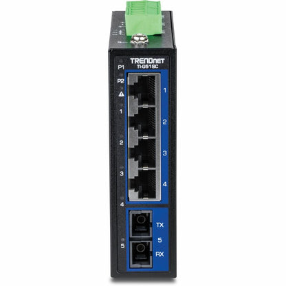 TRENDnet 5-Port Industrial Gigabit DIN-Rail Switch with Multi-Mode SC Port TI-G51SC