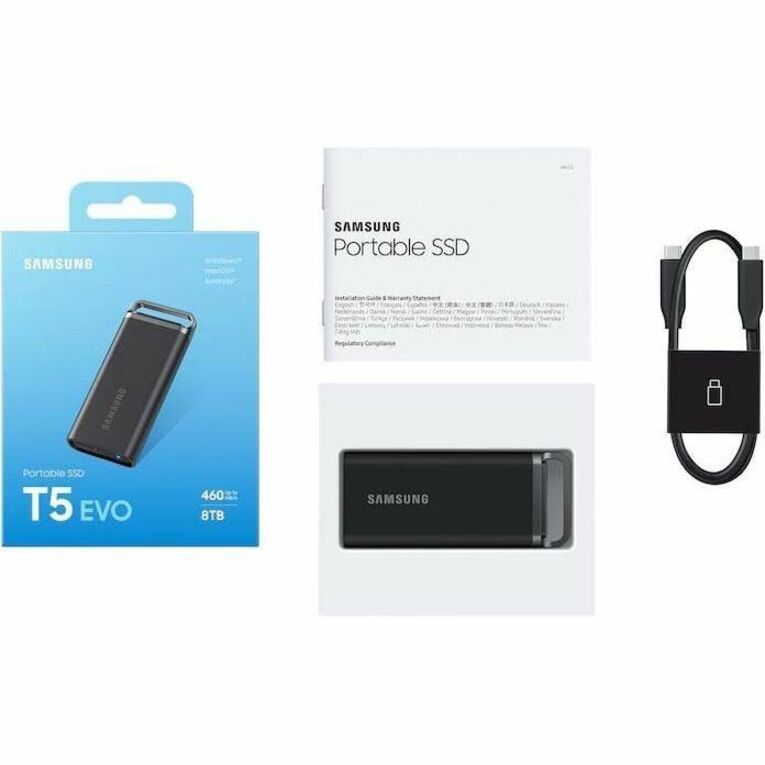 Samsung T5 EVO MU-PH2T0S 2 TB Portable Solid State Drive - External - Black MU-PH2T0S/AM