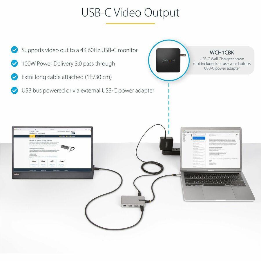 StarTech.com 4-Port USB-C Hub with USB-C DP Alt Mode Video Output, 3x USB-A, 1x USB-C, 100W Power Delivery Pass-Through, USB 3.2 10Gbps HB31C3A1CDPPD3