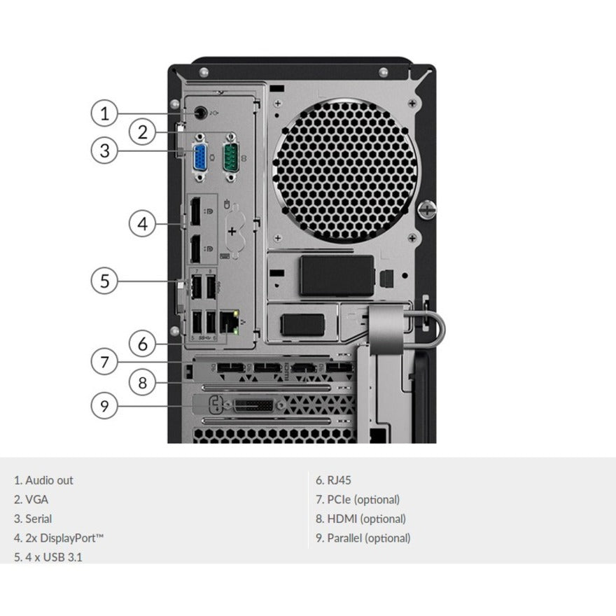 Lenovo ThinkCentre M920t 10SF0046US Desktop Computer - Intel Core i5 9th Gen i5-9500F - 8 GB - 256 GB SSD - Tower - Black 10SF0046US