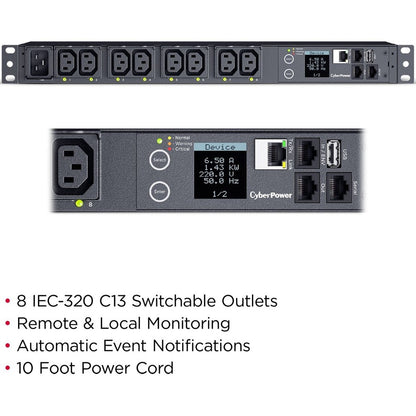 PDU commuté monophasé 100 - 240 VCA 20 A CyberPower PDU41005 PDU41005