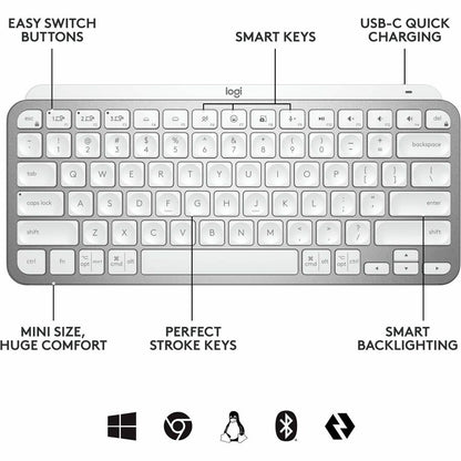 Logitech MX Keys Mini for Business (Pale Grey) - Brown Box 920-010595