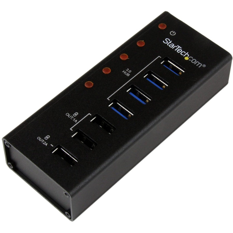 StarTech.com 4 Port USB 3.0 Hub plus 3 Dedicated USB Charging Ports (2 x 1A & 1 x 2A) - 5Gbps - Wall Mountable Metal Enclosure ST4300U3C3