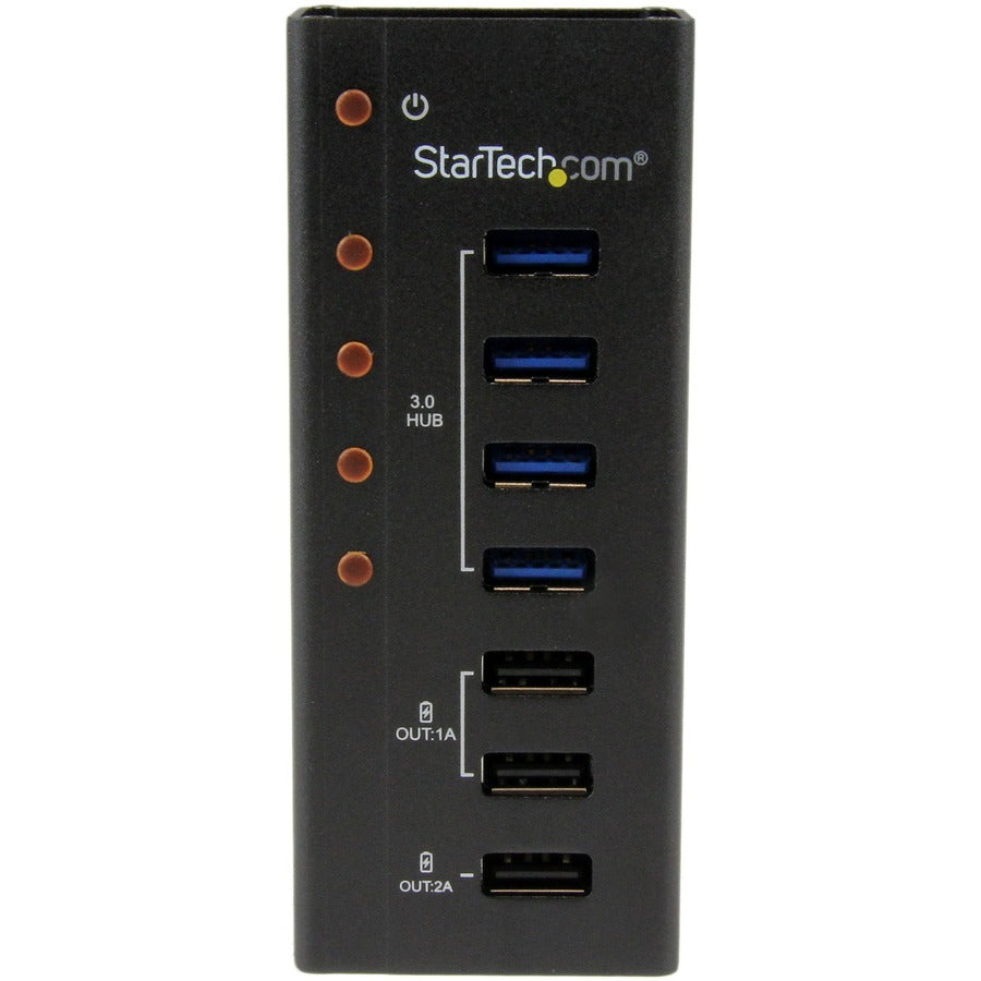 StarTech.com 4 Port USB 3.0 Hub plus 3 Dedicated USB Charging Ports (2 x 1A & 1 x 2A) - 5Gbps - Wall Mountable Metal Enclosure ST4300U3C3