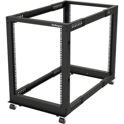 StarTech.com 4-Post 15U Mobile Open Frame Server Rack, 19" Network Rack with Casters, Rolling Rack for Computer/AV/Data/IT Equipment 4POSTRACK15U