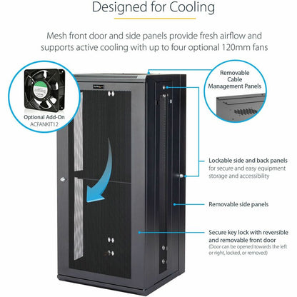 StarTech.com 26U 19" Wall Mount Network Cabinet - 16" Deep Hinged Locking Flexible IT Data Equipment Rack Vented Switch Enclosure w/Shelf RK2620WALHM