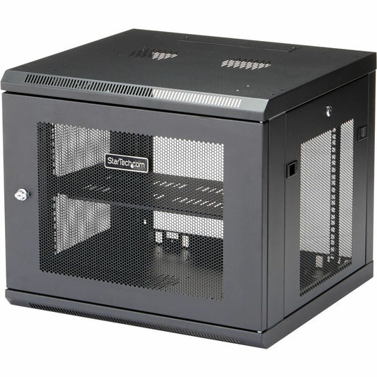 StarTech.com 4-Post 9U Wall Mount Network Cabinet, 19" Wall-Mounted Server Rack for Data / Computer Equipment, Small IT Rack Enclosure RK920WALM