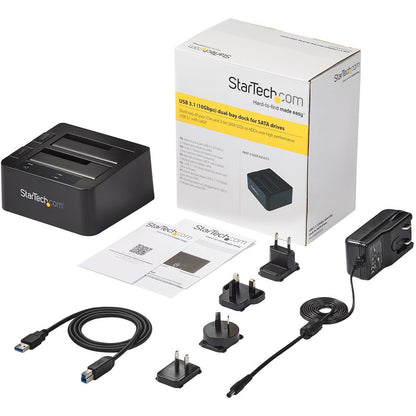 StarTech.com Dual-Bay USB 3.1 to SATA Hard Drive Docking Station, 2.5/3.5" SATA I/II/III, SSD/HDD Dock, USB Hard Drive Bay, Top-Loading SDOCK2U313