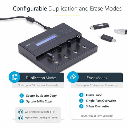 StarTech.com 1:7 Standalone USB Duplicator and Eraser - for USB Flash Drives - Flash Drive Duplicator - USB Copier - USB Thumb Drive Duplicator USBDUPE17