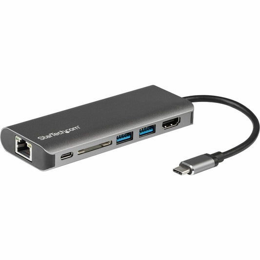 StarTech.com USB C Multiport Adapter - Portable USB Type-C Travel Dock - 4K HDMI, 2-pt USB Hub, SD, GbE, 60W PD Pass-Through - Laptop Dock DKT30CSDHPD