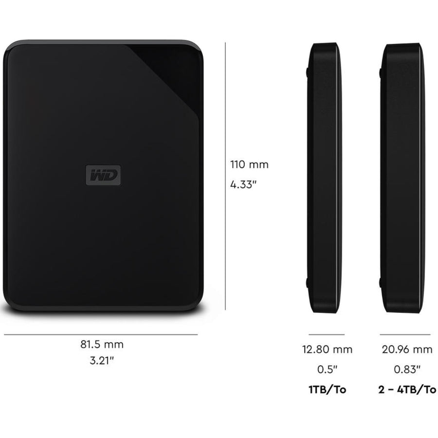 WD Elements SE WDBJRT0020BBK-WESN 2 TB Portable Hard Drive - External WDBJRT0020BBK-WESN