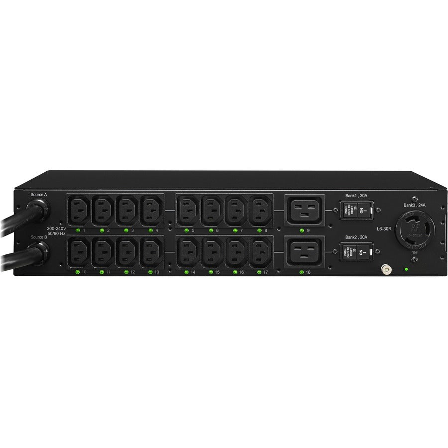 CyberPower PDU30SWHVT19ATNET Switched ATS PDU 200-240V 30A 2U 19-Outlets (2) L6-30P PDU30SWHVT19ATNET