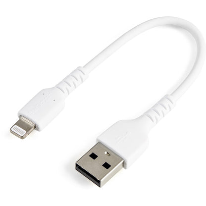 StarTech.com 6 inch/15cm Durable White USB-A to Lightning Cable, Rugged Heavy Duty Charging/Sync Cable for Apple iPhone/iPad MFi Certified RUSBLTMM15CMW