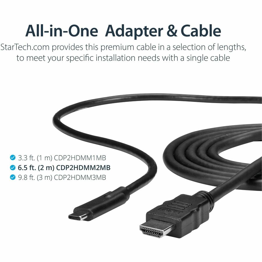 StarTech.com USB C to HDMI Cable - 6 ft / 2m - USB-C to HDMI 4K 60Hz - USB Type C to HDMI - Computer Monitor Cable CDP2HDMM2MB