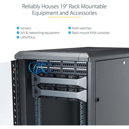 StarTech.com 4-Post 18U Server Rack Cabinet, 19" Data Rack Cabinet for Computer / IT Equipment, Home Network Rack, Half Height Server Rack RK1836BKF