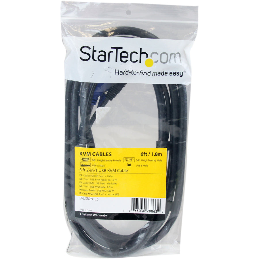 StarTech.com 6 ft 2-in-1 USB KVM Cable SVUSB2N16