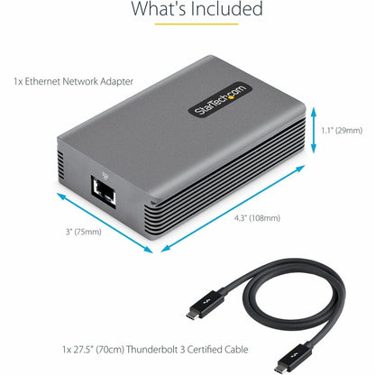 StarTech.com Thunderbolt 3 to Ethernet Adapter, 10GbE, Multi-Gigabit Thunderbolt 3 to RJ45 Network Adapter, TB3/TB4 10GbE NIC TB310G2