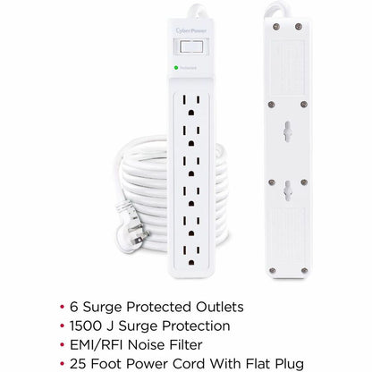 CyberPower B625 Essential 6 - Outlet Surge Protector with 1500 J Surge Suppression B625