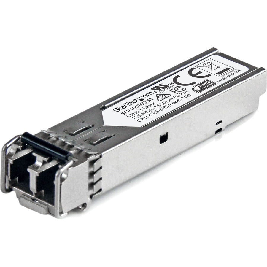 StarTech.com MSA Uncoded SFP Module - 100BASE-ZX - 100Mb Ethernet SFP 100MbE Single Mode Fiber (SMF) Optic Transceiver Module - 80km DDM SFP100BZXST