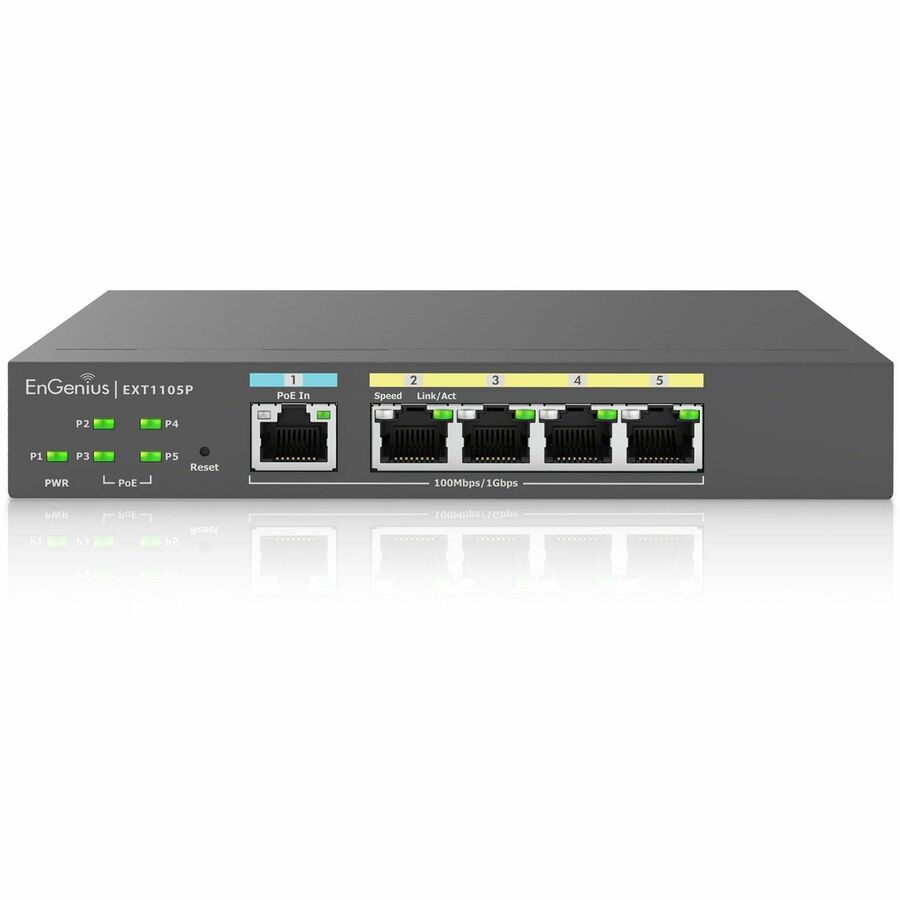 EnGenius Cloud Managed 5-Port 60W Gigabit PoE Switch Extender EXT1105P