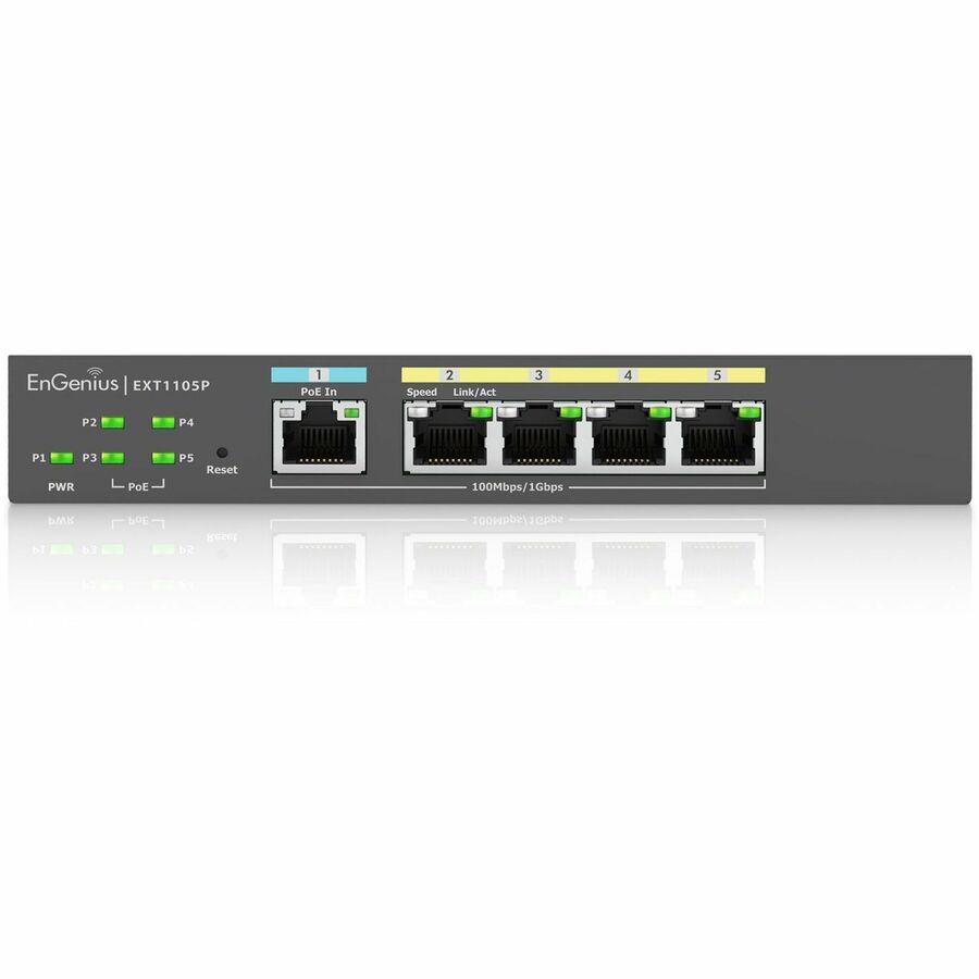 EnGenius Cloud Managed 5-Port 60W Gigabit PoE Switch Extender EXT1105P