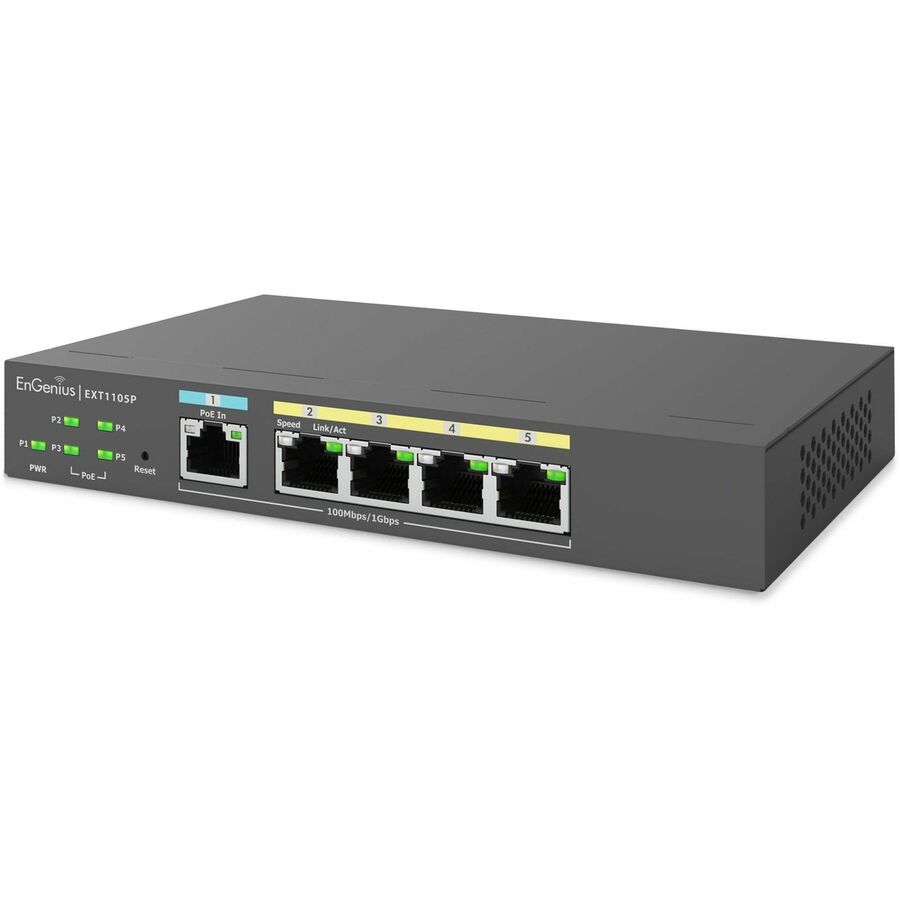 EnGenius Cloud Managed 5-Port 60W Gigabit PoE Switch Extender EXT1105P