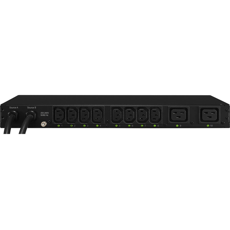 CyberPower PDU20SWHVT10ATNET Switched ATS PDU 200-240V 20A 1U 10-Outlets (2) L6-20P PDU20SWHVT10ATNET