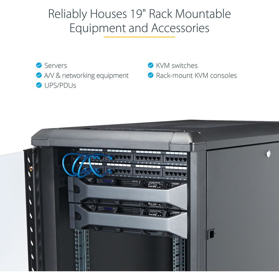 StarTech.com 4-Post 15U Server Rack Cabinet, 19" Data Rack Cabinet for Computer / IT Equipment, Home Network Rack, Half Height Server Rack RK1536BKF