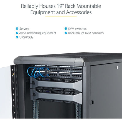 StarTech.com 4-Post 15U Server Rack Cabinet, 19" Data Rack Cabinet for Computer / IT Equipment, Home Network Rack, Half Height Server Rack RK1536BKF